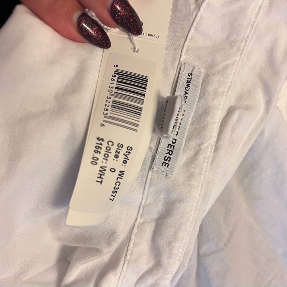 James Perse White Button Down Rib Knit Side Short Sleeve Top Size 0 - Picture 13 of 15